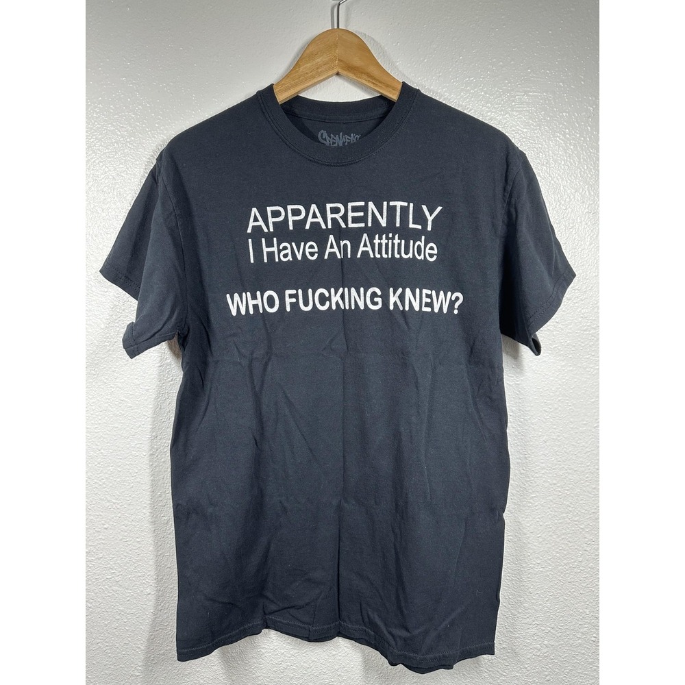 Spencers Shirt Mens Medium Black Apparently I Have An Attitude Graphic Tee Funny
